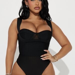Bandage Black Bustier Bodysuit